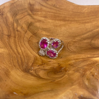 Pink Rhinestone Sterling Silver Ring