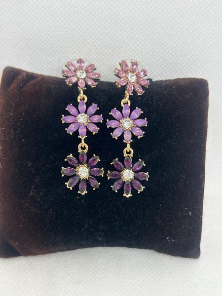 Purple Daisy Flowers Earrings