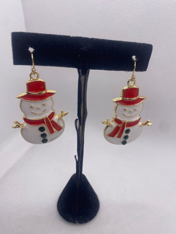 Snowman Christmas Dangle Earrings