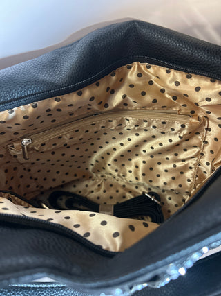 Black Rhinestone Sunburst Pattern Hobo Purse