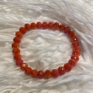 Metallic Orange Rondelle Bead Stretch Bracelet