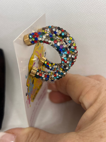 Bling Multicolor Tube Hoop Earrings