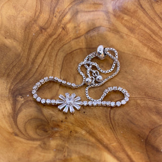 Rhinestone Daisy Adjustable Bracelet
