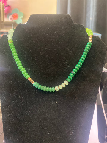 16 inch Green Quartz Smooth Candy Bead Necklace
