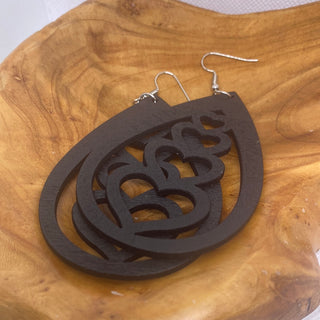 Black Heart Lightweight Wood Dangle Earring