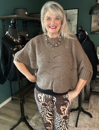 Textured Mocha Statement Sweater
