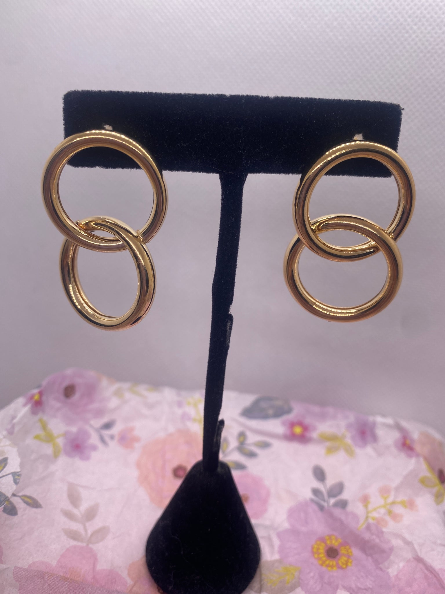 Gold Tone Double Hoop Earrings