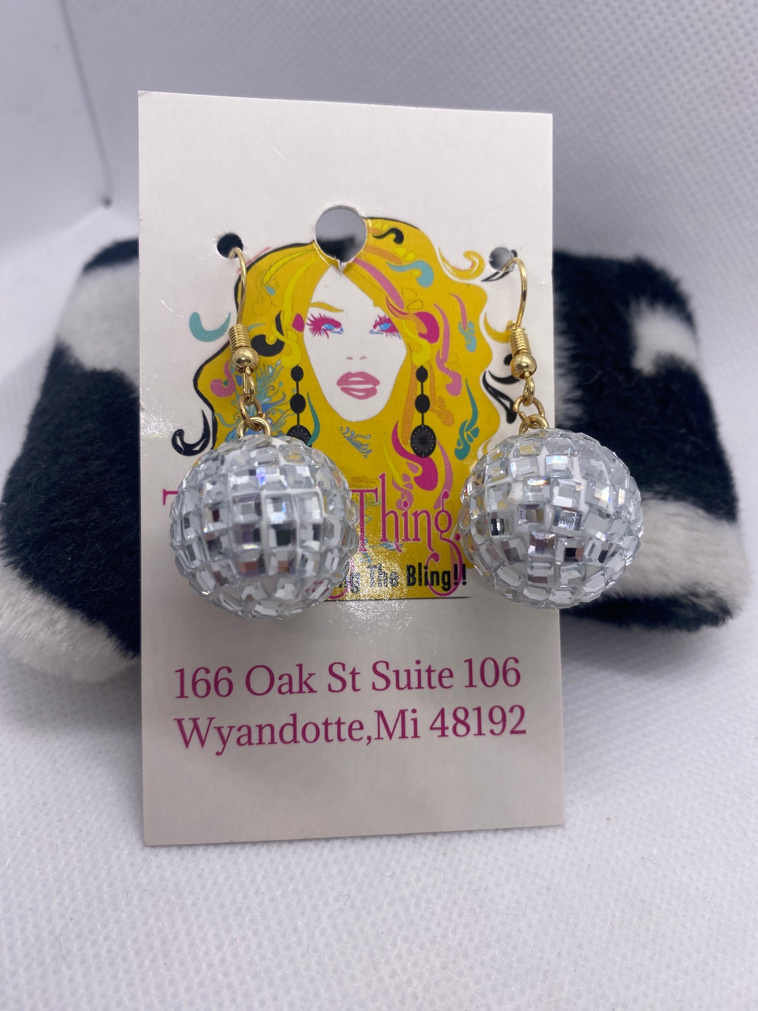 Silver Disco Ball Earrings