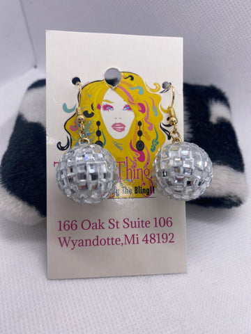 Silver Disco Ball Earrings