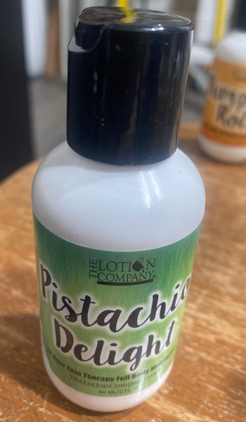 Bottle of 'Pistachio Delight' lotion from The Lotion Company made in the usa