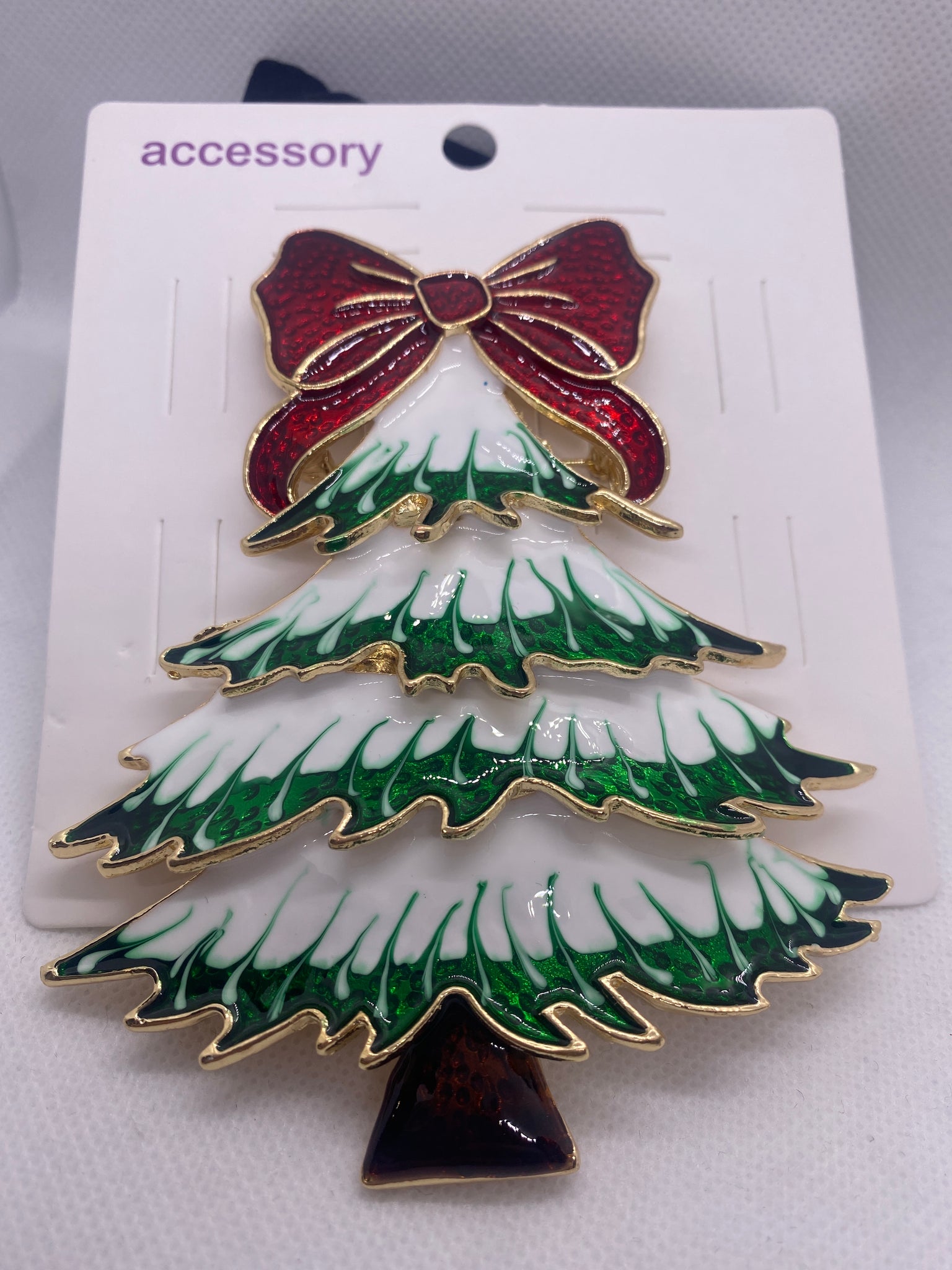 Giant White Green Christmas Tree Pin Pendant