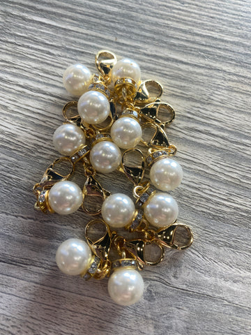 Gold Tone Faux Pearl Dangle Charm