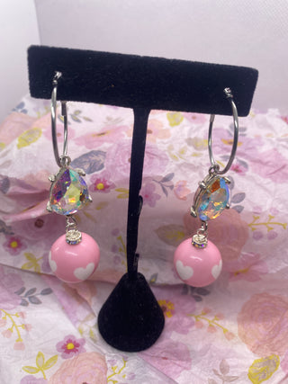 Sandra Ling Exclusive  Pink Heart Dangle Earrings