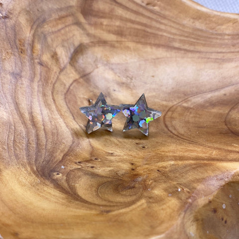 Silver Confetti Star Post Earrings