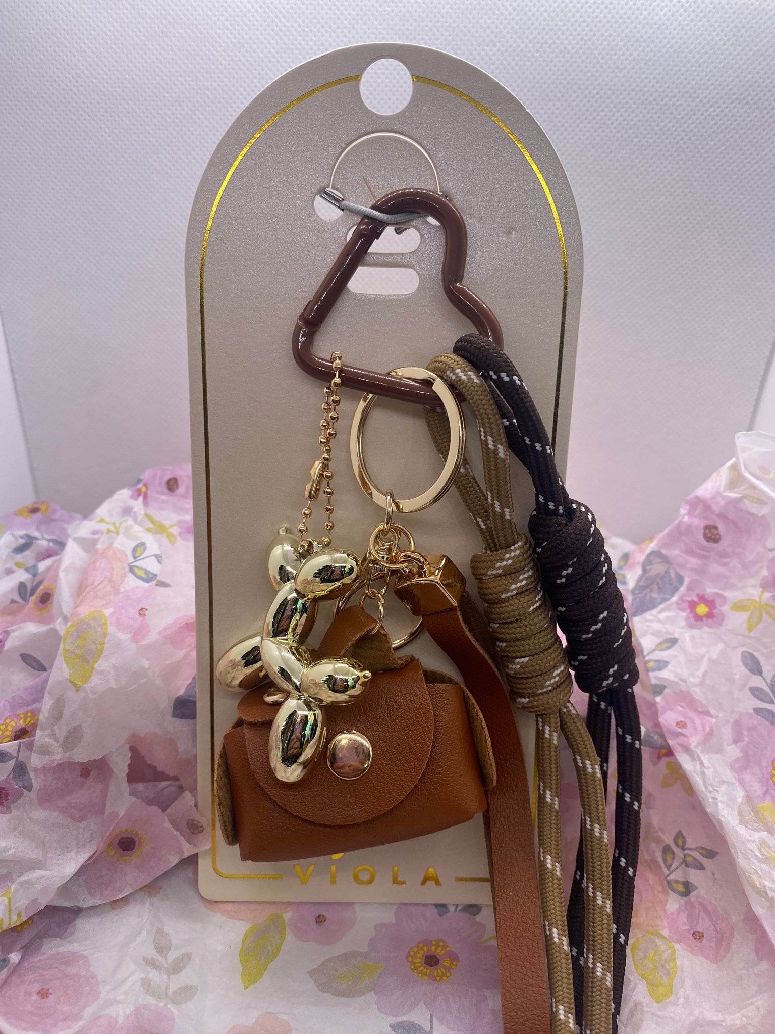 Brown Handbag Purse Charm