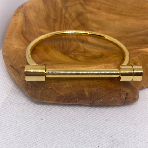 Gold Tone Stainless Steel Bangle Bracelet