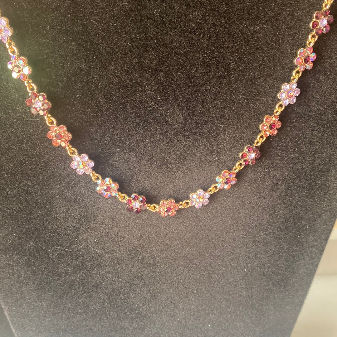 Purple Daisy Flower Dangle Necklace
