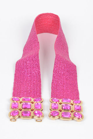 Metallic Pink Rhinestone Stretch Belt