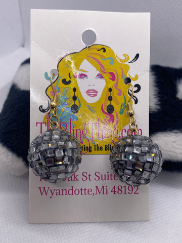Pewter Disco Ball Earrings