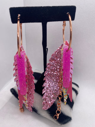 Randans Custom Lightweight Pink Glitter Earrings
