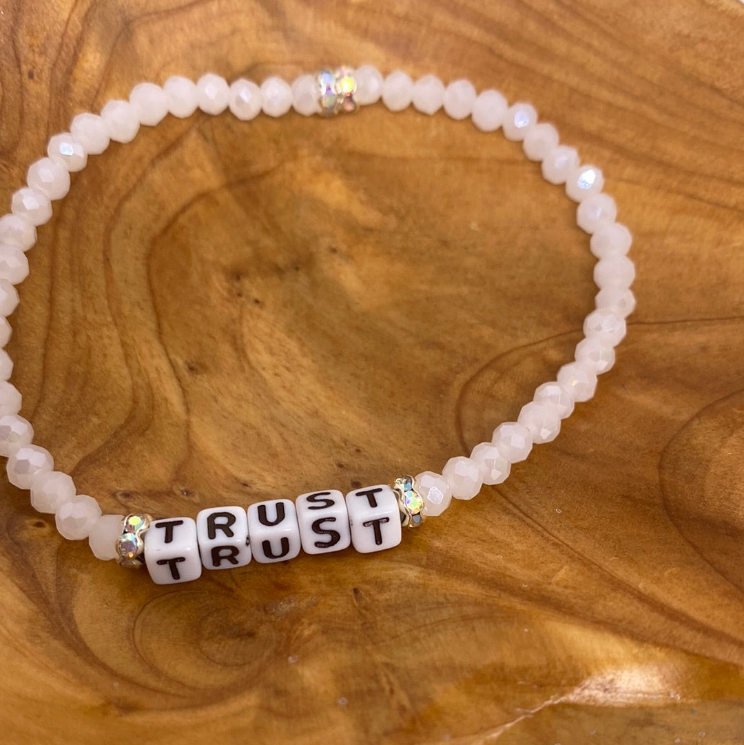 Custom Trust Crystal Bead Stretch Bracelet Solid