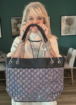 Iridescent Black Statement Tote Purse