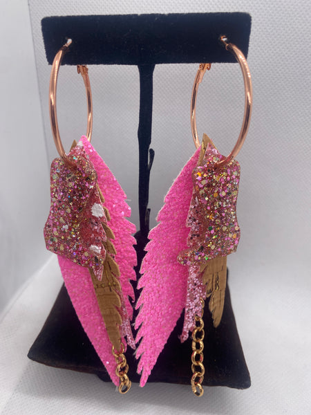 Randans Custom Rose Gold Hoops Pink Cowgirl Lightweight Dangle Earrings