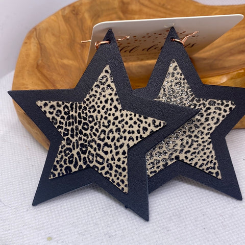 Cheetah Print Star Earrings