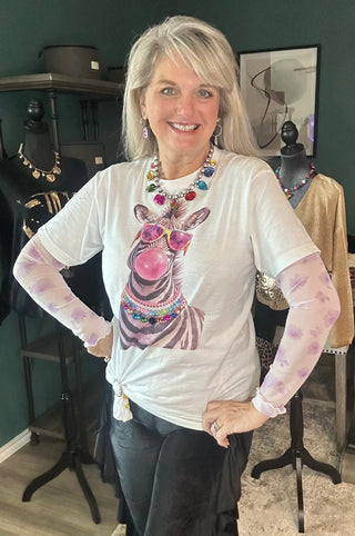 Blinged Out Zebra Print T Shirt