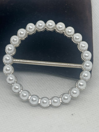 Silver Faux Pearl Rhinestone T Shirt Clip