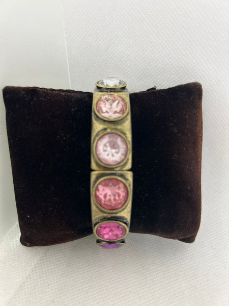 Antique Gold Multi Color Stones Stretch Bracelet