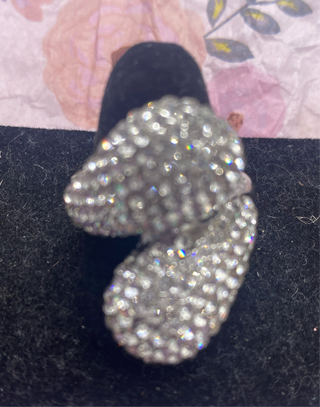 CZ Diamond Silver Tone Stretch Ring