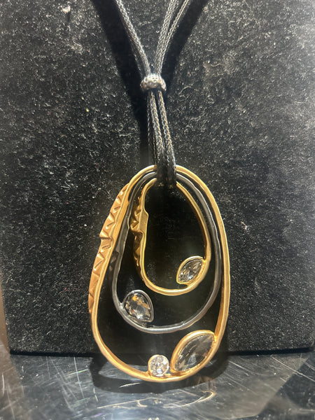 Rose Gold Black Abstract Necklace