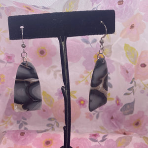 Shades of Grey White Swirl Handmade Polymer Clay Earrings