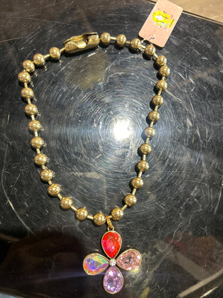 Custom Gold Ball Choker Style Daisy Flower Necklace