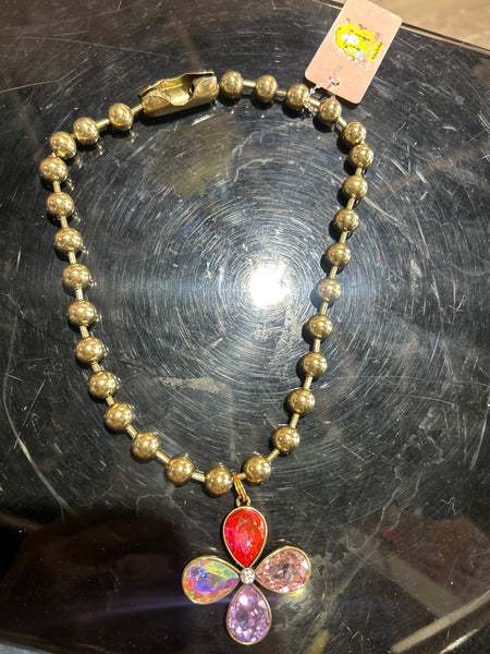 Custom Gold Ball Choker Style Daisy Flower Necklace