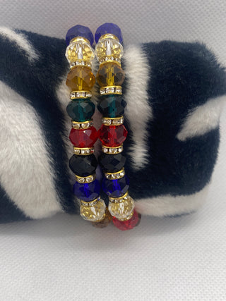 Multi Color  Shiny Rondelle Bead Stretch Bracelet