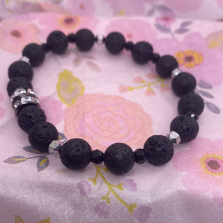 Black Lava Bead Stretch Bracelet