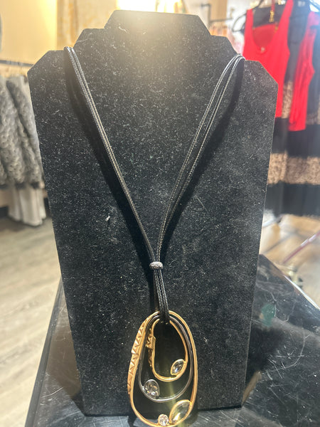 Rose Gold Black Abstract Necklace