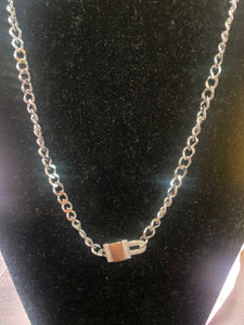 Silver Tone Pave Lock Chain