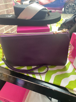 Monogrammable 3 Compartment Crossbody Wristlet Deep Purple