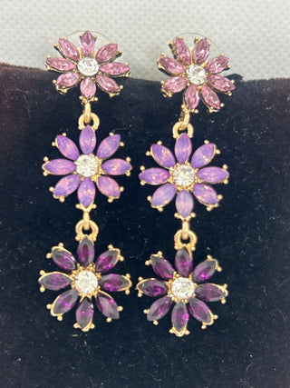 Purple Daisy Flowers Earrings