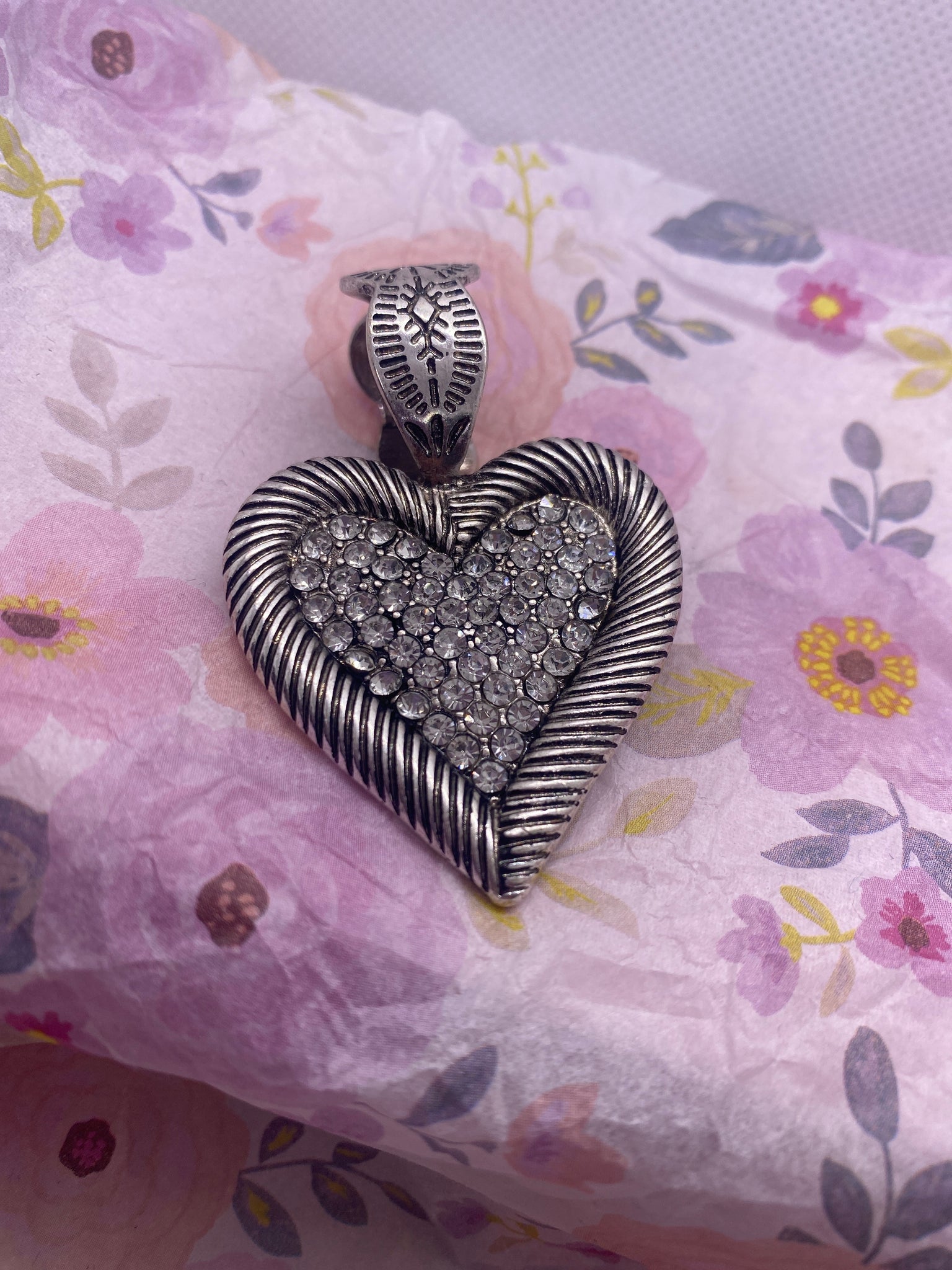 Silver Heart Shape Slide for Bracelet Necklace