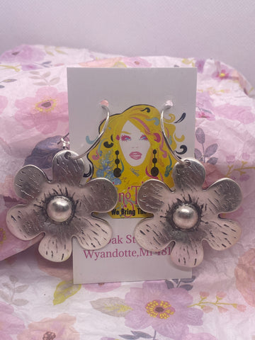 Custom Silver Daisy Hoop Earrings