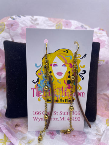 Brown Gold  Fringe Dangle  Earrings