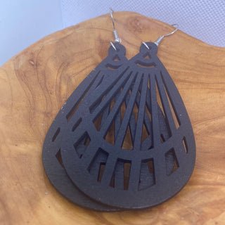 Black Lightweight Wood Dangle Earrings
