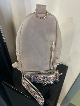 Stone Interchangeable Strap Boho Sling Backpack Purse