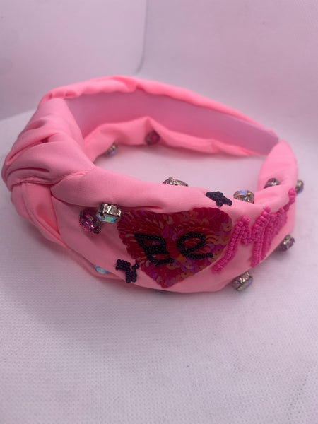 Pink Be Mine Valentines Day Beaded Headband