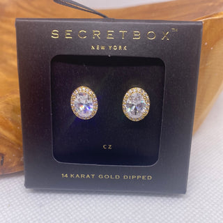 14K Gold Dipped CZ Post Earrings