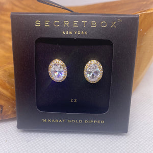 14K Gold Dipped CZ Post Earrings